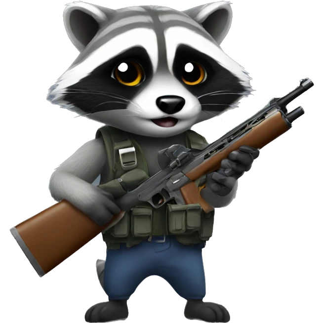 Raccoon holding a gun  emoji
