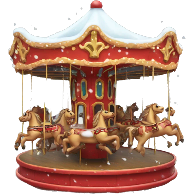 Red carousel with snow emoji