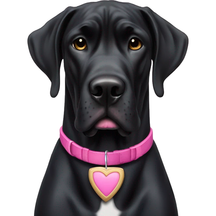 All black Great Dane with pink collar  emoji