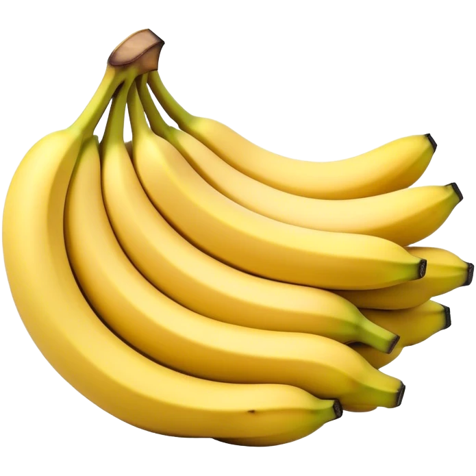 Cinematic bright yellow bananas, smooth peel with gentle curves, slightly ripened, stacked in a charming bunch, warm glowing background, soft and inviting. emoji