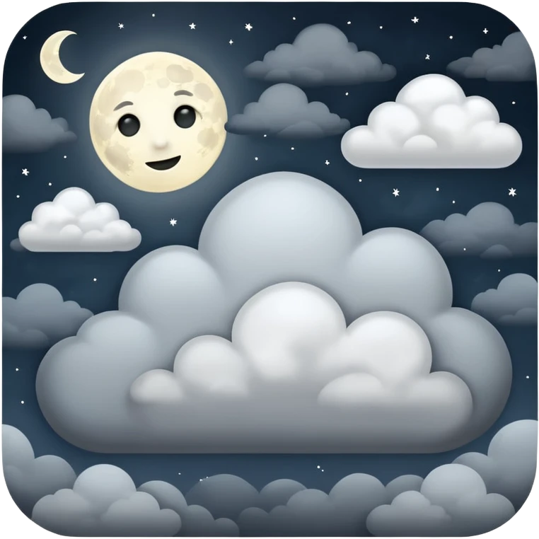 dark sky with clouds and the moon emoji