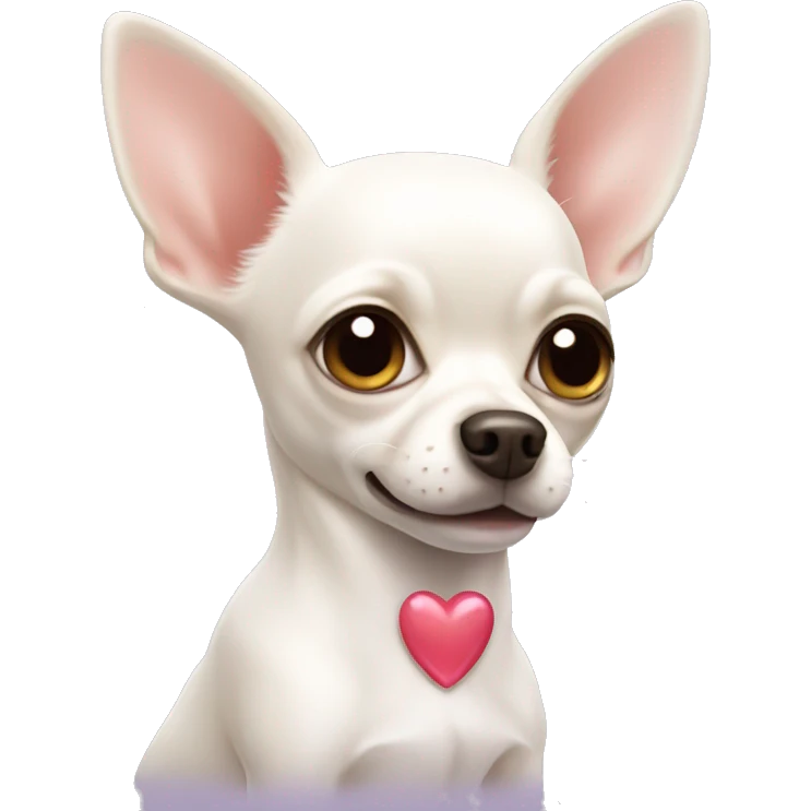 White Chihuahua with a heart emoji