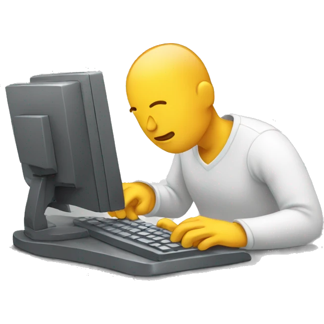 person typing on computer emoji