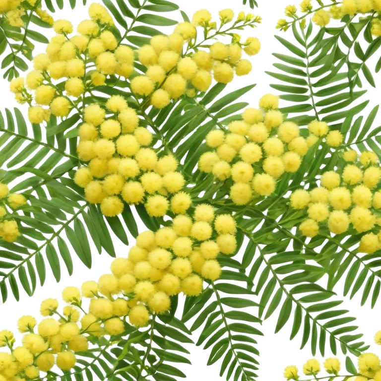 Cinematic Realistic Acacia Emoji, Bright and cheerful, with clusters of fluffy yellow flowers blooming along delicate branches. The wattle’s soft, fern-like leaves sway in the breeze, radiating a sense of warmth and joy. Soft glowing outline, capturing the essence of Australian sunshine, warmth, and beauty in a vibrant acacia tree! emoji