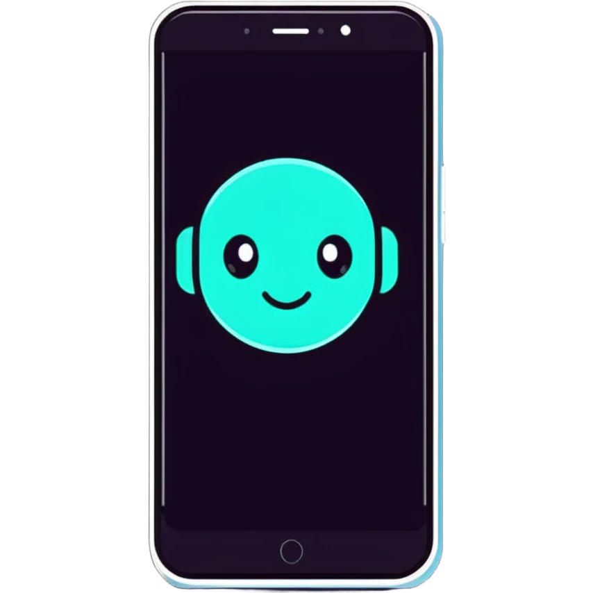 Advanced AI smartphone of the future with holographic projection, showing virtual assistant, mind-reading communication technology emoji