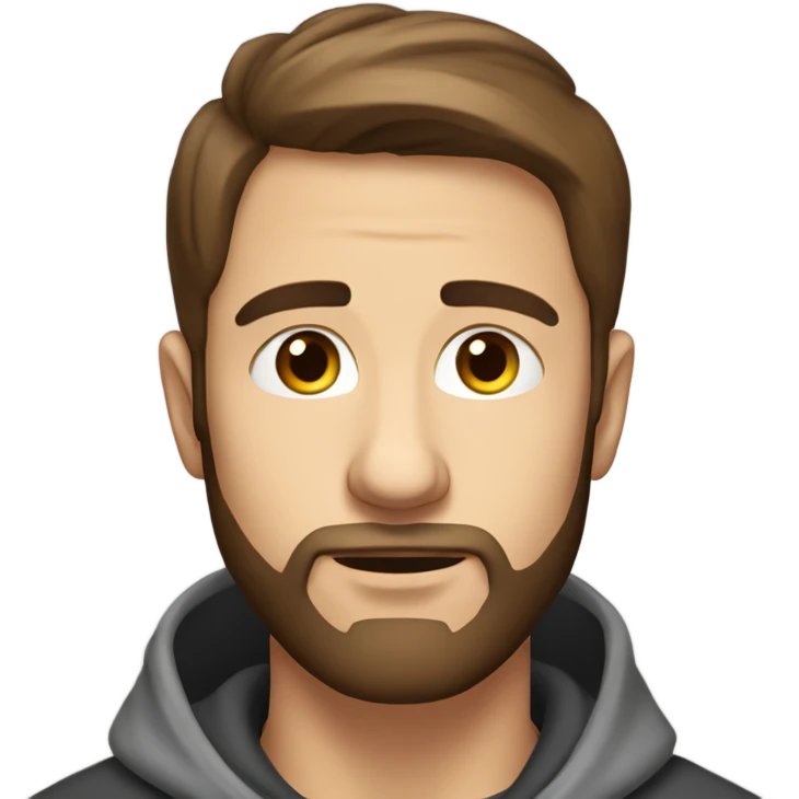 Handsome man with brown hairs and 3 days beard wearing a hoodie as he is praying emoji