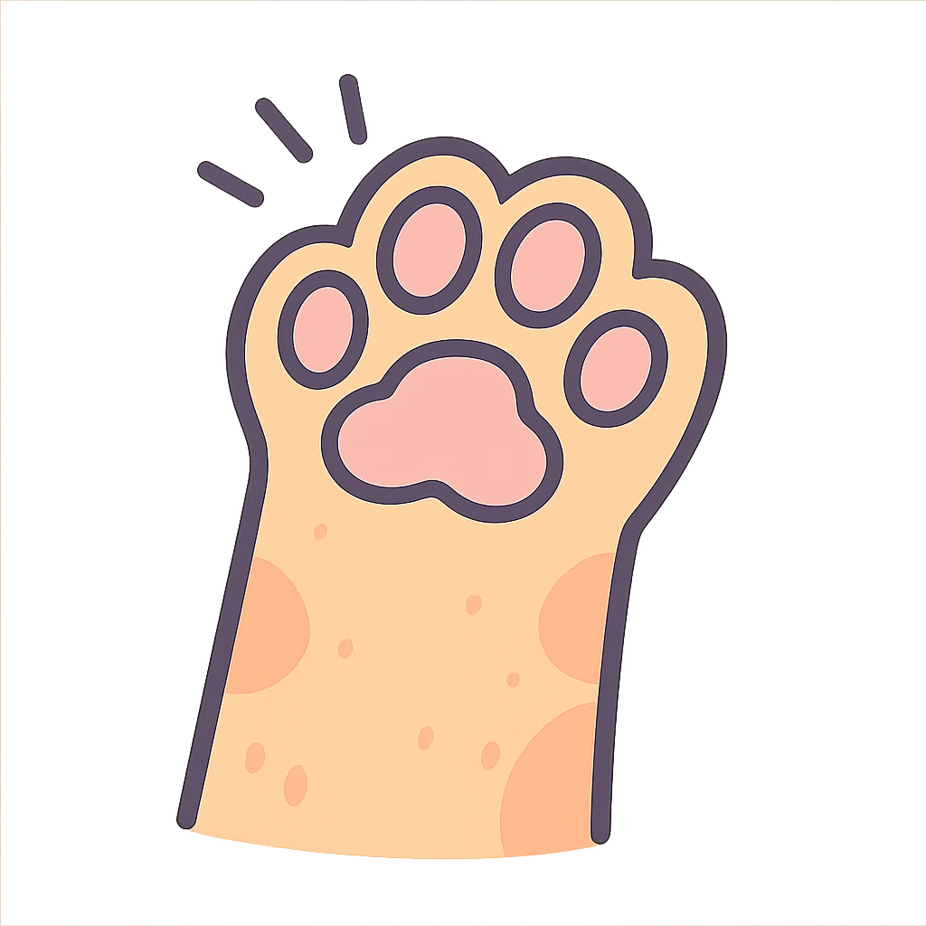 cat paw, pastel toon style, soft colors, cartoonish emoji