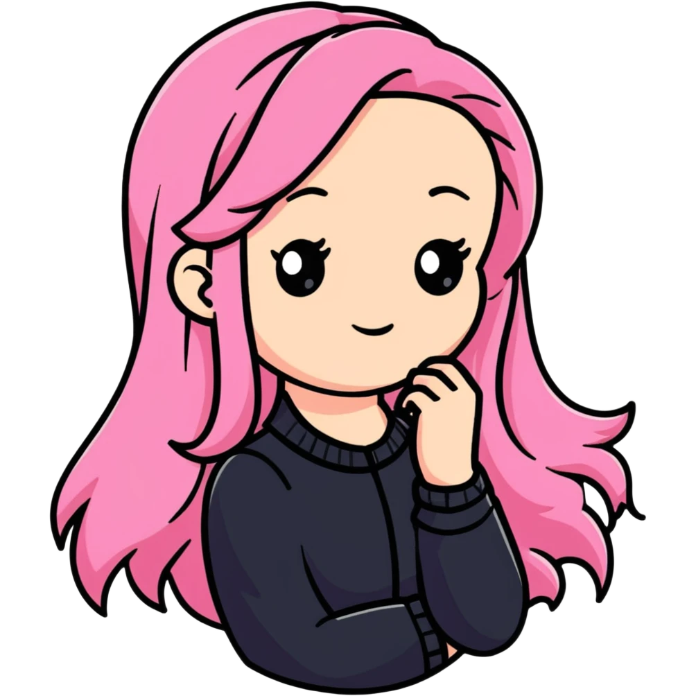 Girl pink long hair emoji