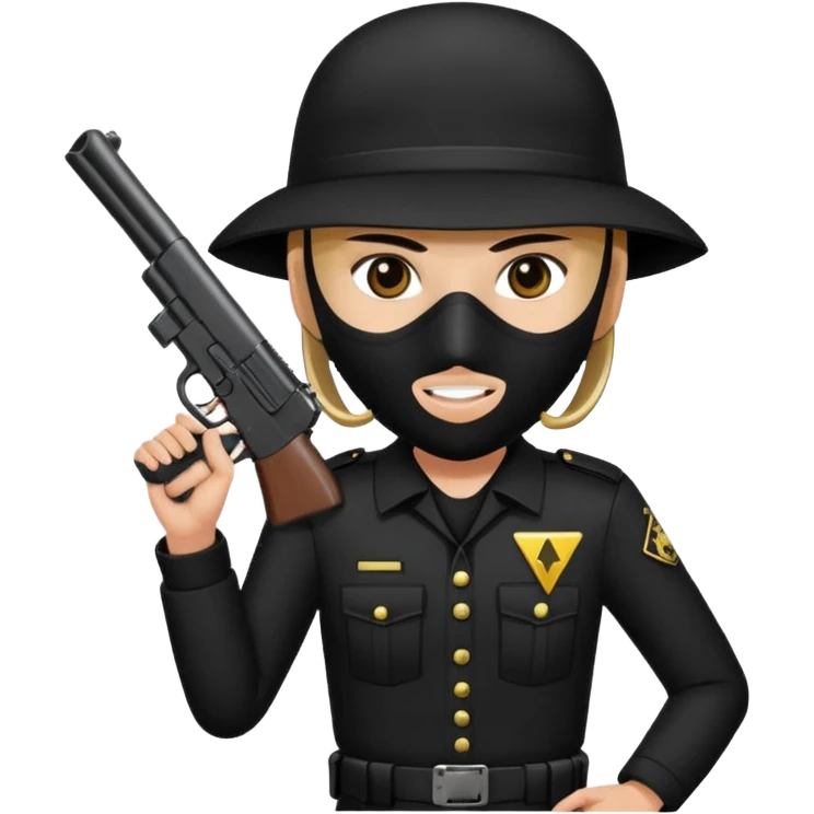 Squid Game guard with gun, triangle mask emoji