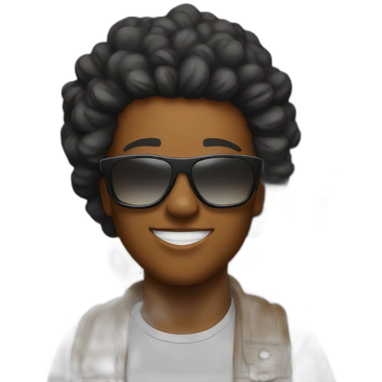 Kori infront of Explosion with sunglasses emoji