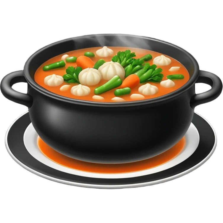Realistic Soup in a black plate emoji