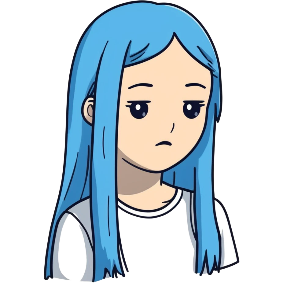 Beautiful white female - very long straight blue hair- heartbroken emoji
