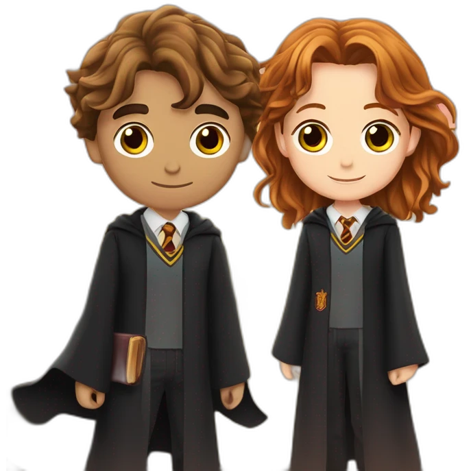 harry potter with ron weasley and hermoine granger sunset in background emoji