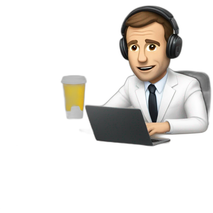 macron doing a podcast  emoji