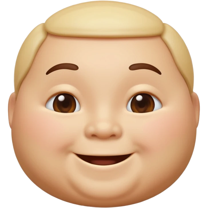 A 3D emoji in iOS emoji aesthetic style of a chubby person with round cheeks and a happy smile, soft and friendly expression, smooth glossy texture, minimal white background. emoji