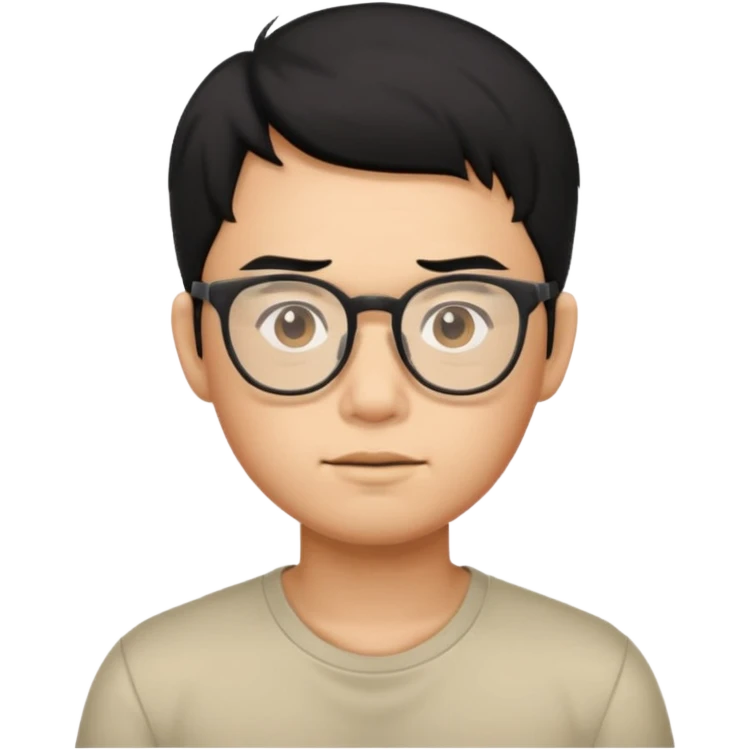 Asian, black hair, glasses, fully naked, Nude man, penis, testicles, boyish, ass sticking out, asshole, butthole, no muscles emoji