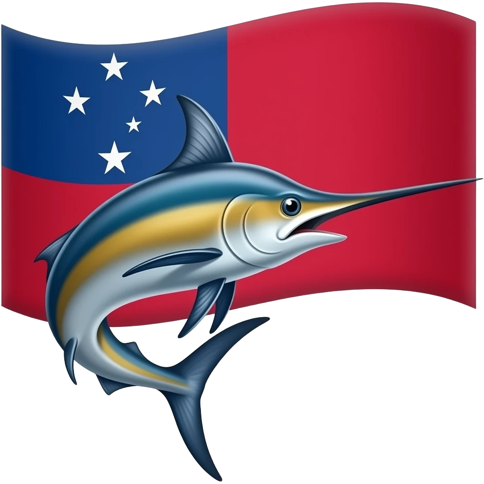 Marlin looking right with samoa flag behind emoji