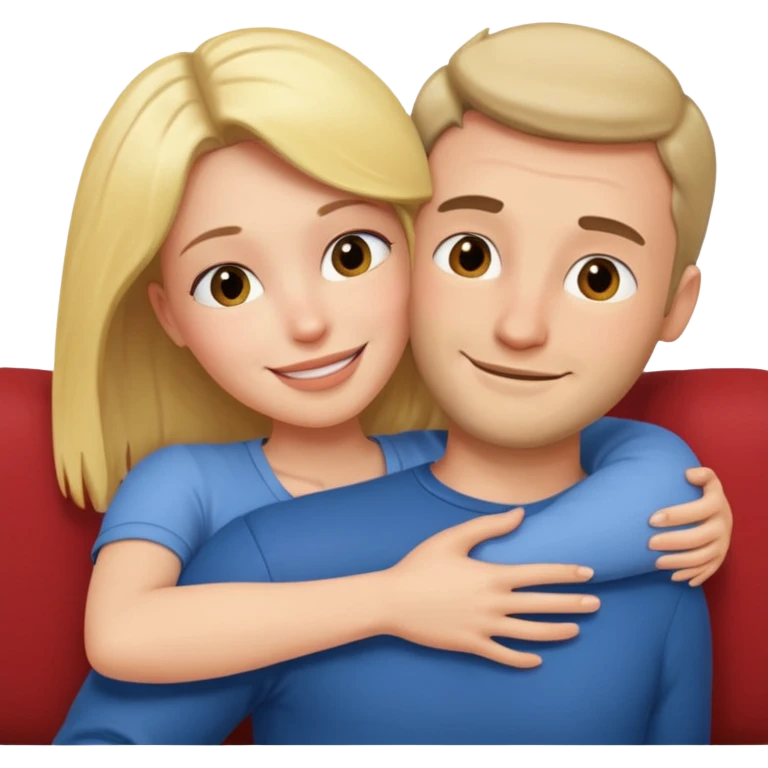 Women cuddling man on couch emoji