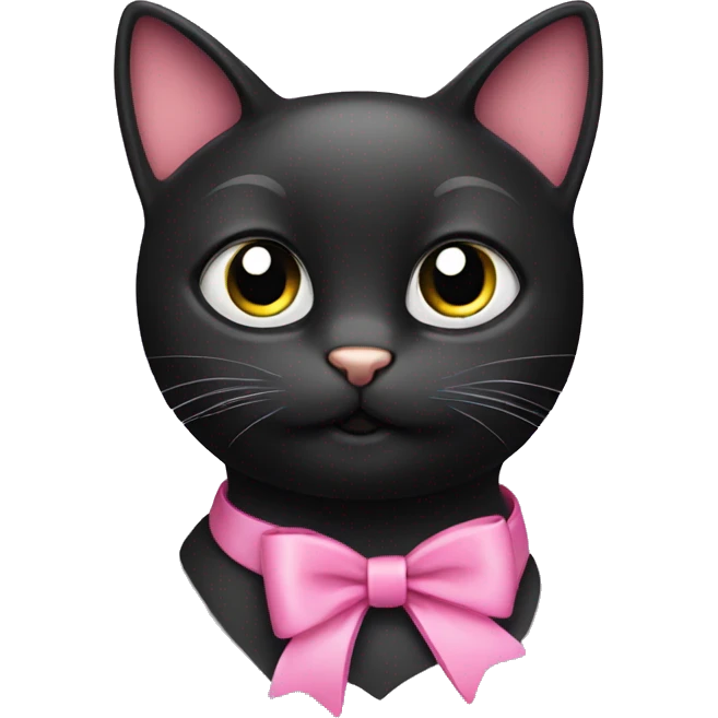 Black cat with pink bow around neck emoji
