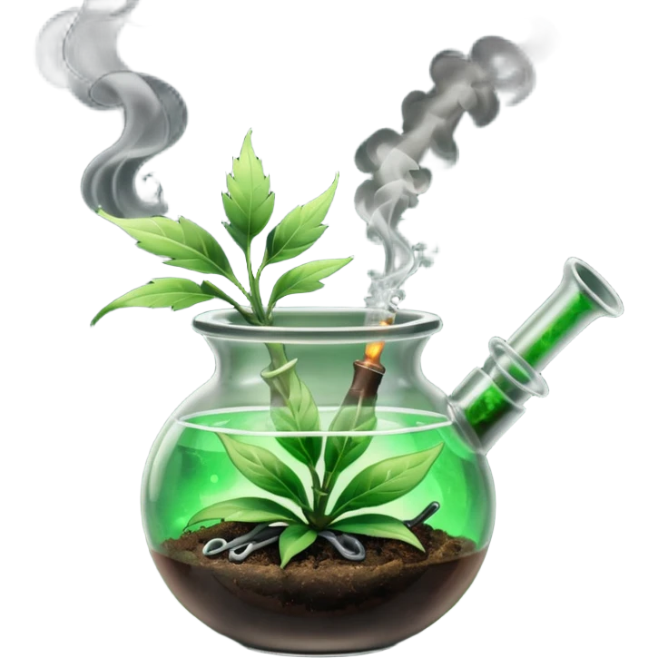 A bong with a freshly packed bowl that is lit and smoking  emoji