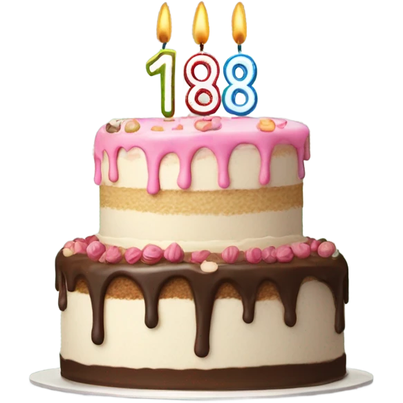 festive birthday cake with an 18 on it emoji