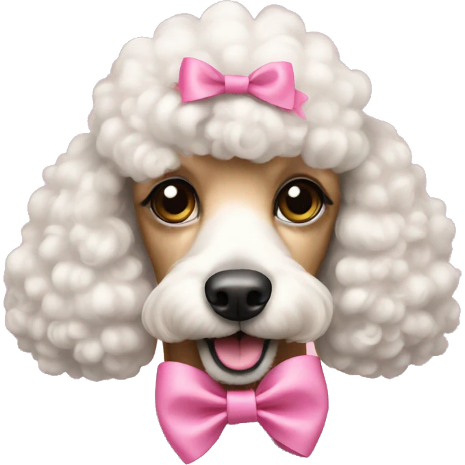 a poodle wearing a pink bow emoji