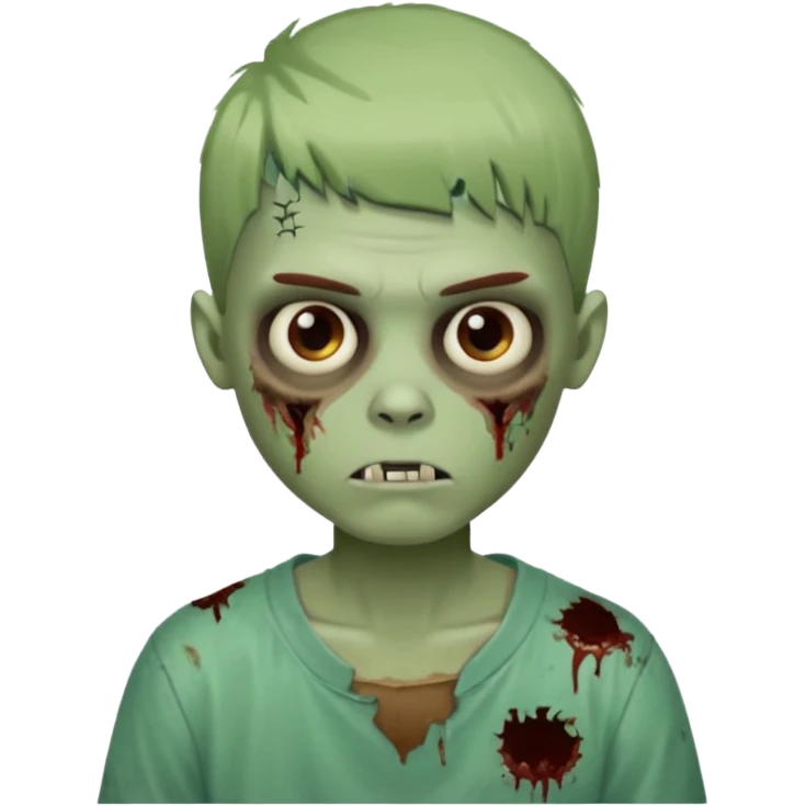 Garoto zumbi com camisa alternativa cabelo castanho quase tijelinha mas não tijelinha emoji