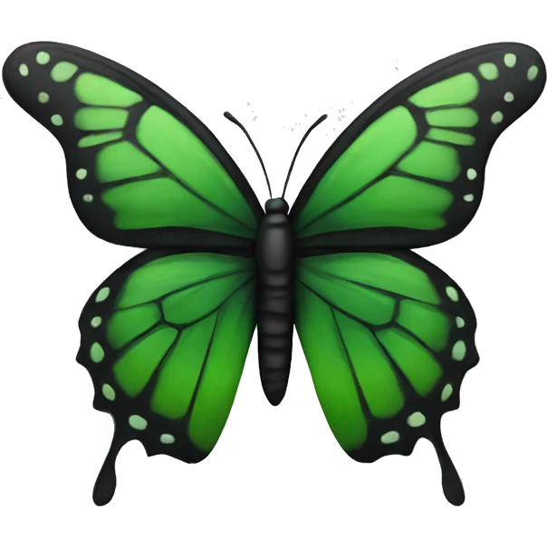 Butterfly with black and green wings emoji