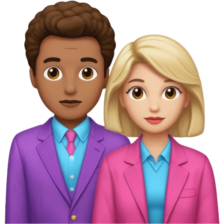 Man and woman dressed in 80s clothes emoji
