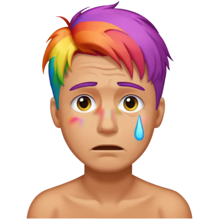 man crying with colored lgbt hair emoji