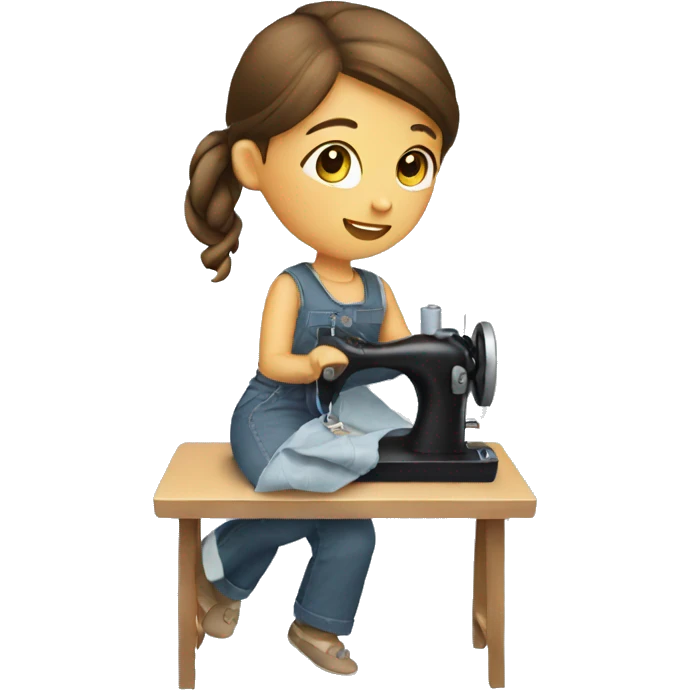 A girl sewing pants emoji