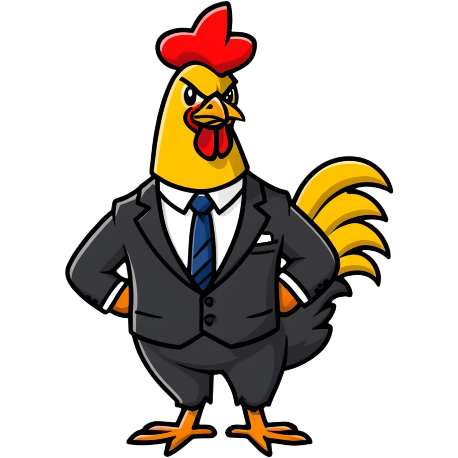 business rooster wearing suit and tie emoji