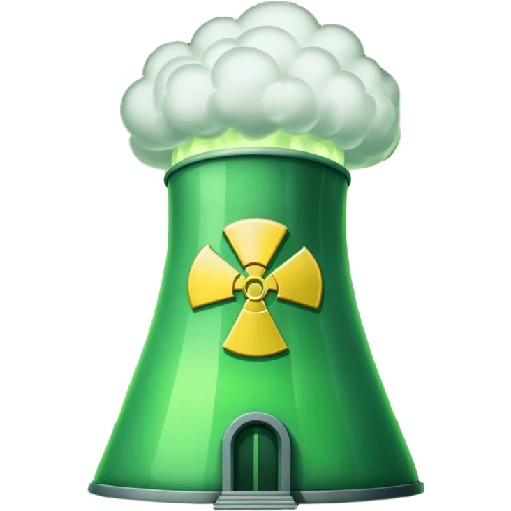 nuclear power plant with green radioactive glow, more realistic, emoji style, option 1 emoji