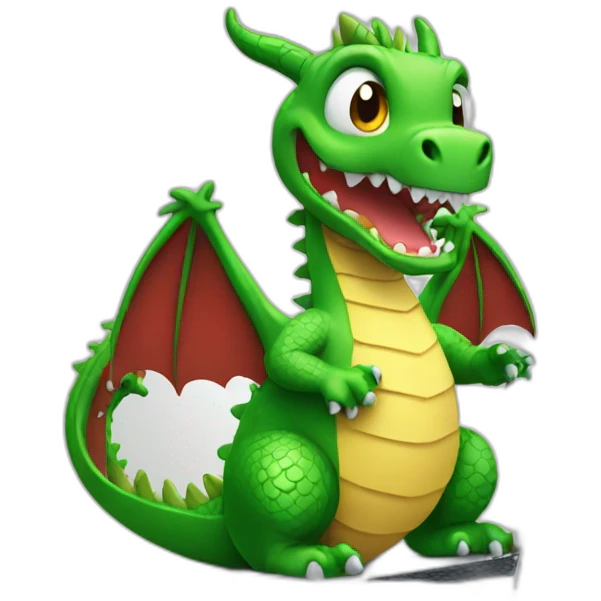 dragon holding up laptop screen emoji
