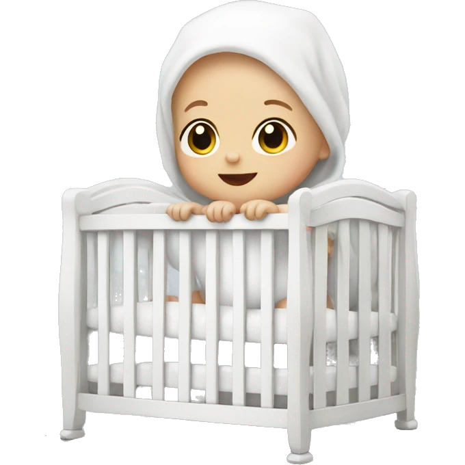 White baby in a white crib emoji