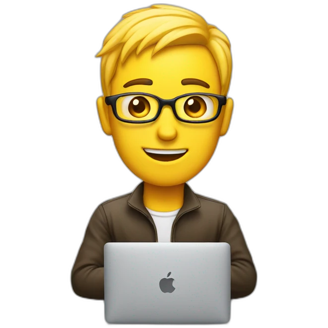Programmeur fou sur son macbook emoji