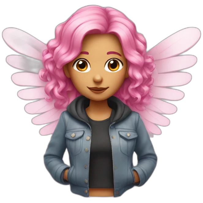 Pink haired girl with wings emoji