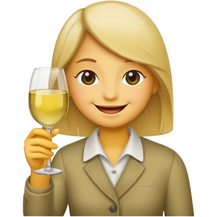 Smiling face emoji (not a person), blushing, holding white wine  emoji