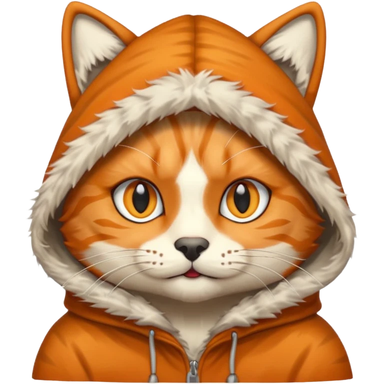 The emoji orange cat with a wolf's hood on its head
Lire this emoji