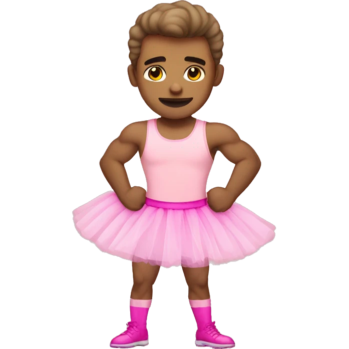 light skinned buff male in pink tutu emoji