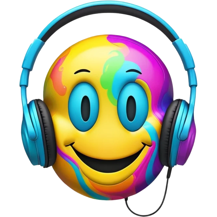 Psychedelic Smiley face with headphones on  emoji