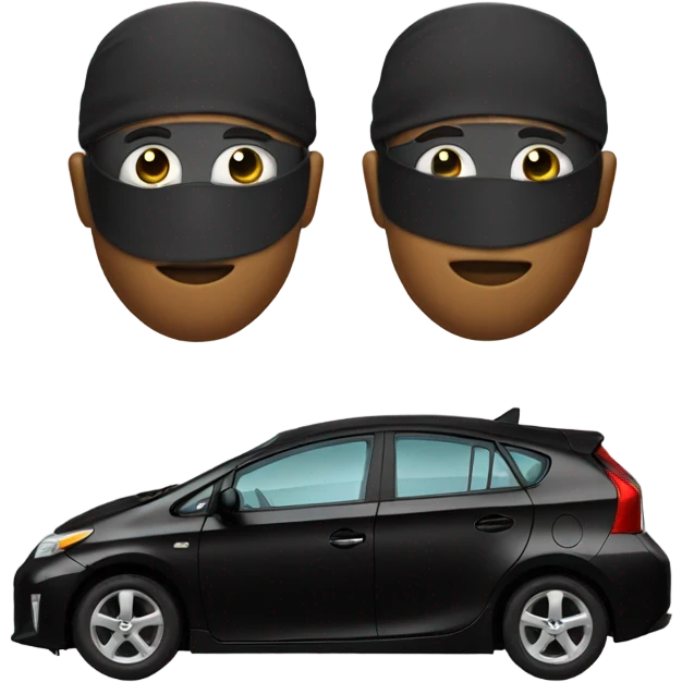 Black prius car with sleep mask on emoji
