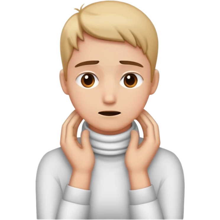 Give me a emoji with someone stress and their hands are crossed on their neck emoji