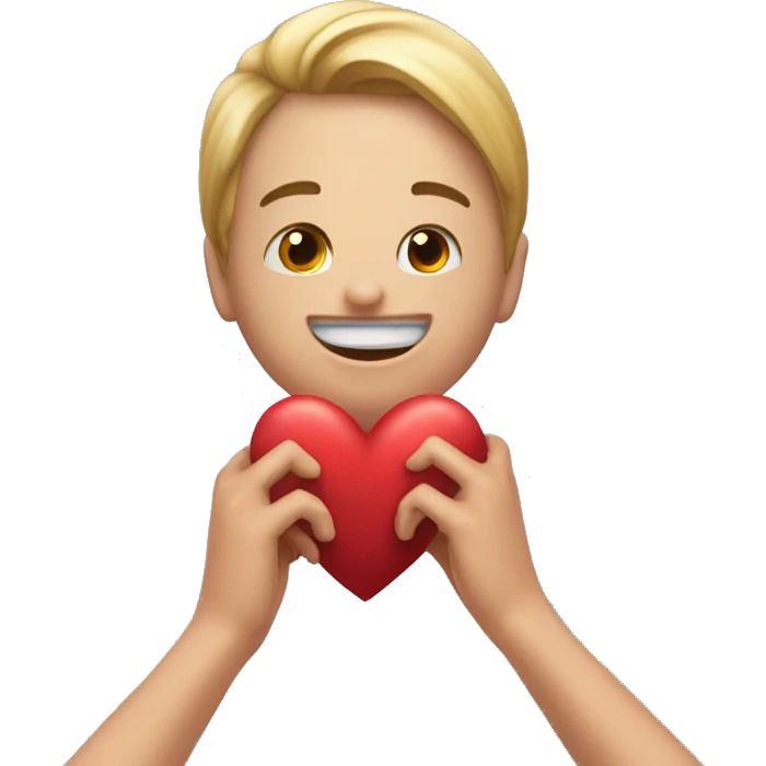 Cara enamorada haciendo corazón con las manos  emoji