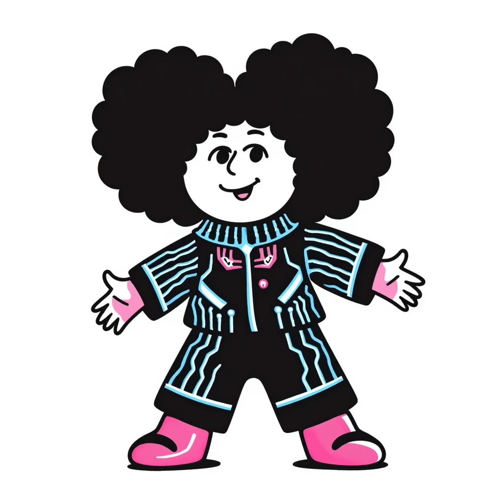 Cabbage Patch Kid as Tron character in 80's retro anime style with neon colors emoji