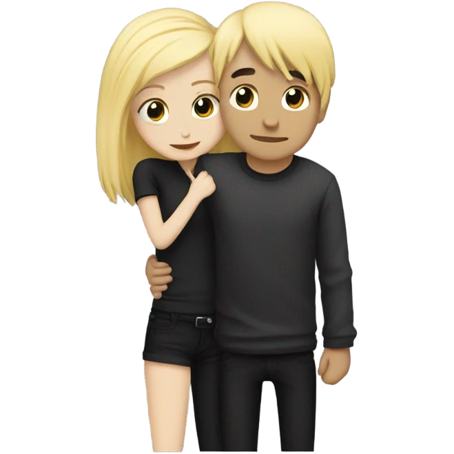 Emo couple hugging  guy with emo hair black hair girl with blonde hair emoji
