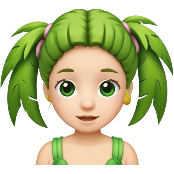 Palm tree wearing pigtails emoji