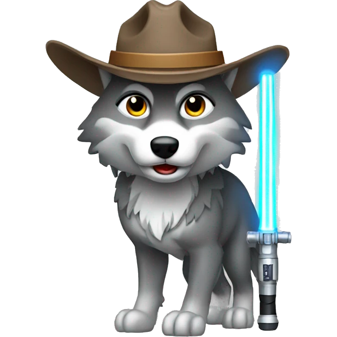 Wolf with cowboy hat Gray Lightsaber emoji
