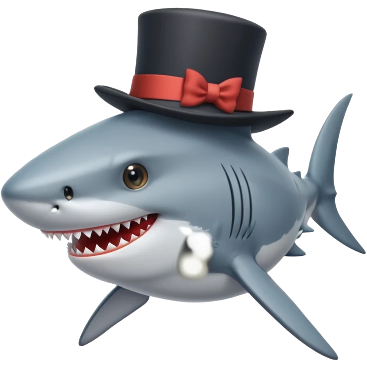 Shark with a top hat emoji