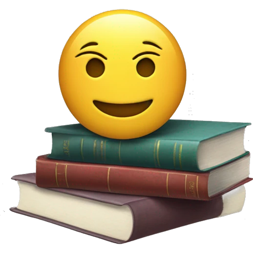 doubtful but smiling face with books emoji